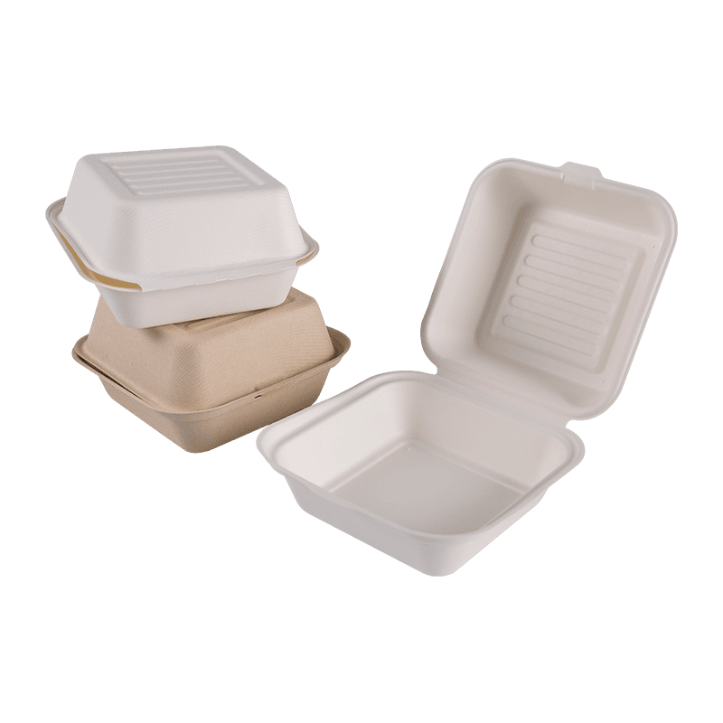 আখ Bagasse স্কয়ার Takeaway বার্গার লাঞ্চ পাত্রে